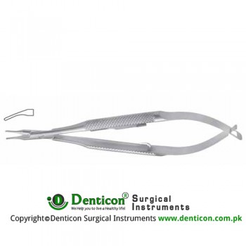 Barraquer Micro Needle Holder Curved - Very Delicate - Round Handle - With Lock Stainless Steel, 13 cm - 5"